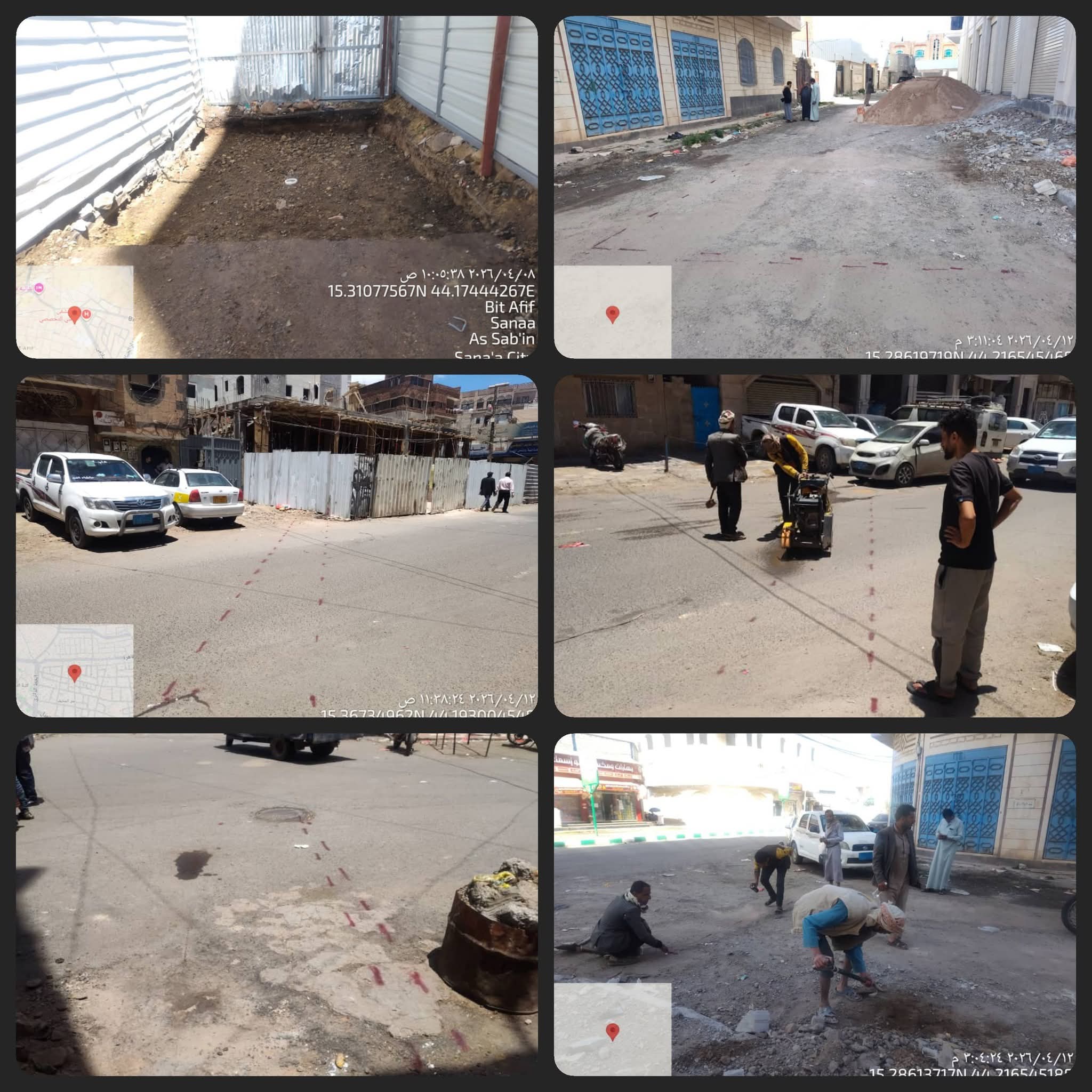 الإدارة الهندسية بالوحدة التنفيذية تواصل تنفيذ أعمال قص المواقع المرخصة في عدة مديريات بالأمانة